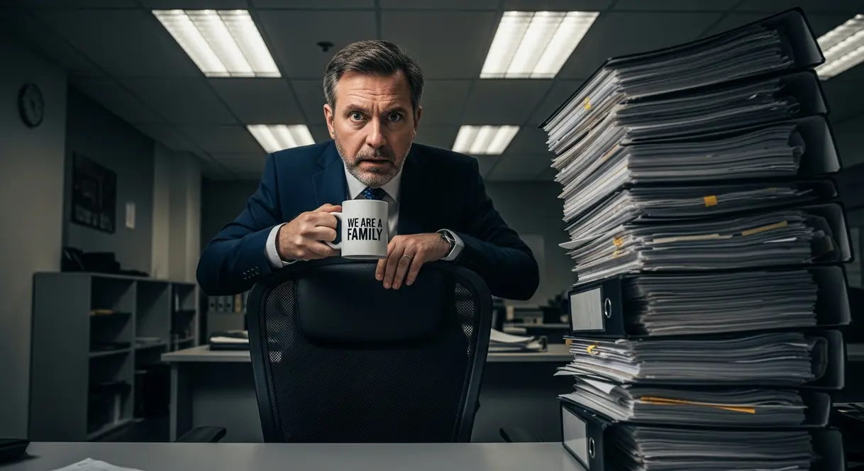 AI satire illustration: Companies Rebrand Quitting as ‘Hostile Workplace Abandonment’
