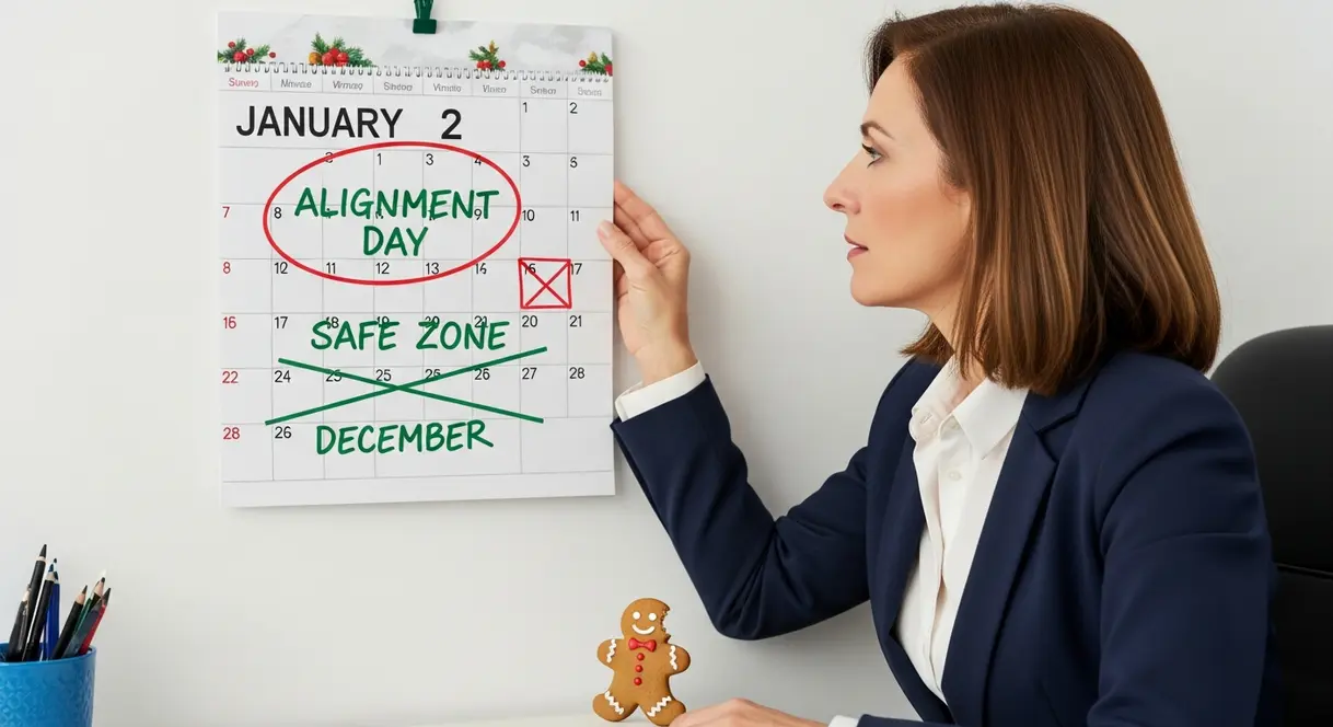 AI satire illustration: Companies Delay Layoffs Until January 2nd As 'Holiday Gift'