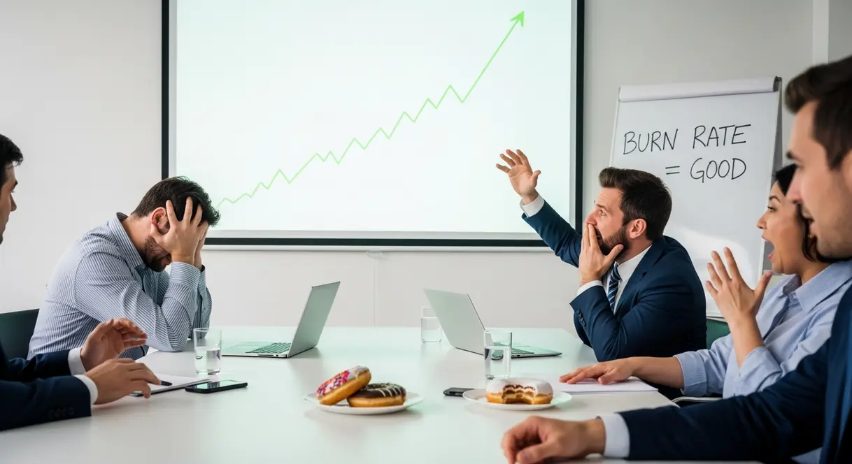 AI satire illustration: Silicon Valley Panics After Startup Announces Plan to Make Money