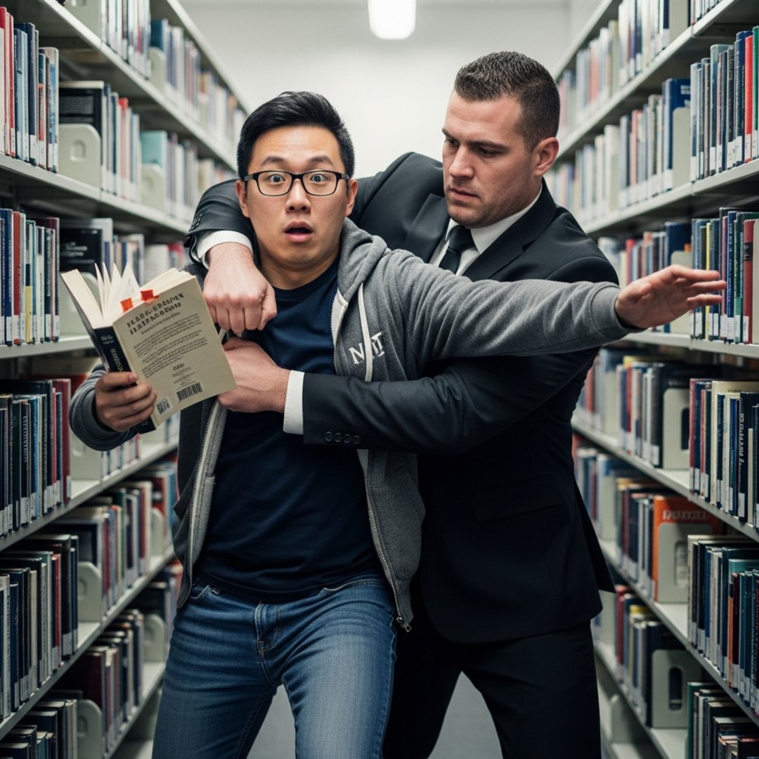 AI satire illustration: Anthropic Hires Library Bouncers To Tackle Users Reading Books Too Efficiently
