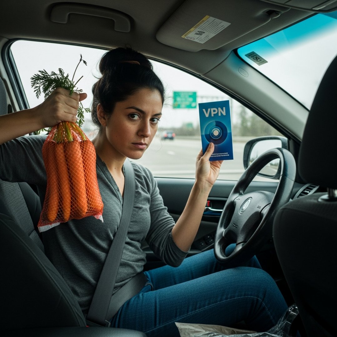 AI satire illustration: inDrive Optimizes Revenue by Replacing Safe Driving with Mandatory Vegetable Sales