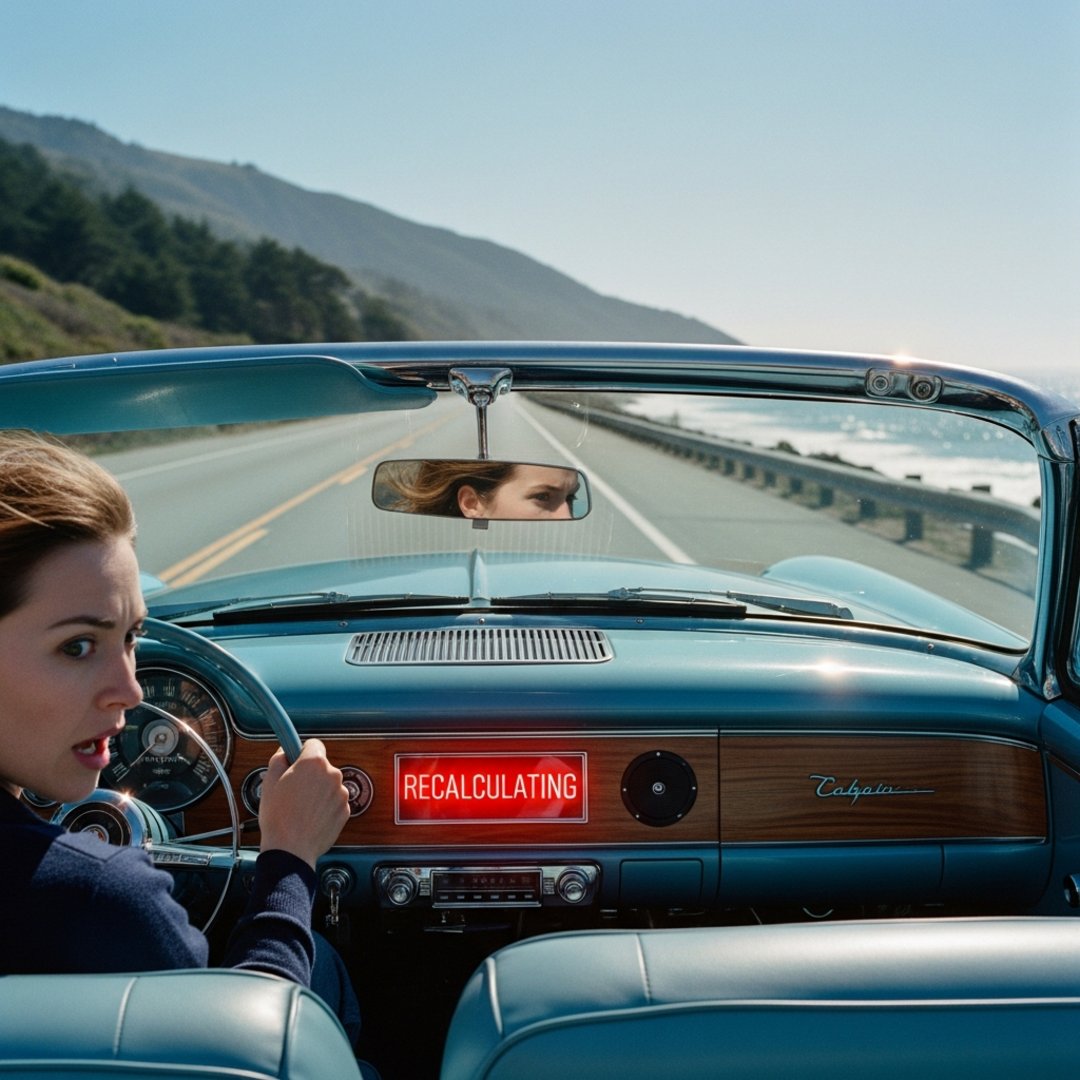 AI satire illustration: Retro EV Maker Removes Screens To Focus Entirely On Screaming AI Voice