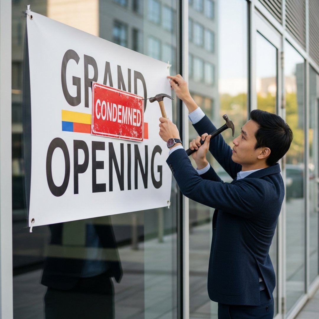 AI satire illustration: Alternative App Store Announces Grand Opening And Immediate Liquidation Sale