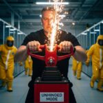 AI satire illustration: xAI CEO Yanks Giant ‘Unhinged Mode’ Lever To Improve User Experience