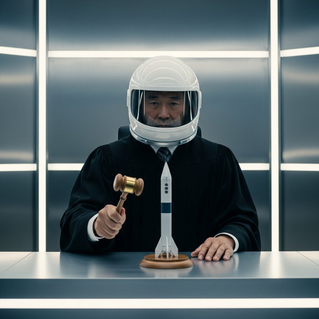 Satirical illustration for: Starbase Judge Sentences Resident To 30 Days In Centrifuge For Double Parking