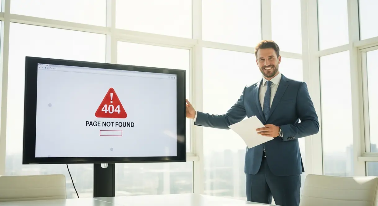 AI satire illustration: Companies Lose Billions Because 'Buy Now' Button Goes Nowhere