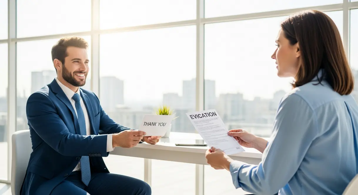 AI satire illustration: Corporate Guide Teaches Managers How to Pay Rent With 'Gratitude'