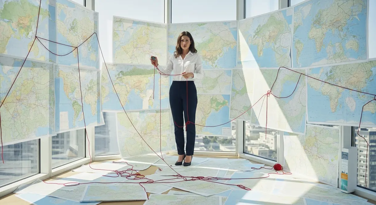 AI satire illustration: Tech companies hire cartographers to navigate new AI laws