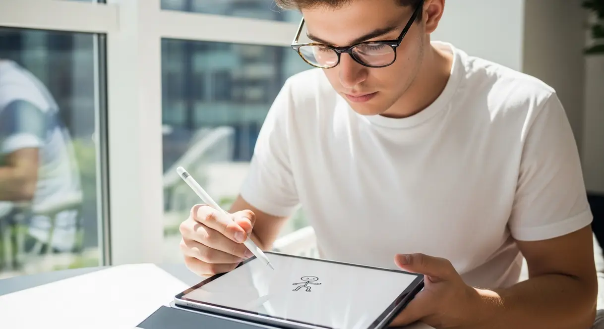 AI satire illustration: New iPad Apps Help You Feel Creative Without Drawing Anything