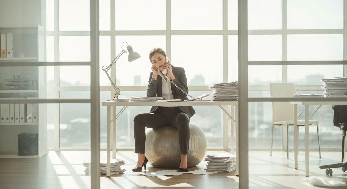 AI satire illustration: Company Replaces Overtime Pay With Mandatory Deep Breathing