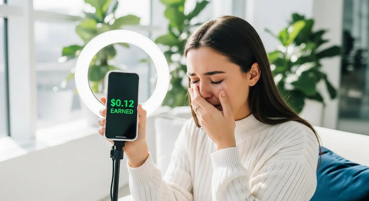 AI satire illustration: Social Apps Now Pay You Pennies to Stream Your Anxiety