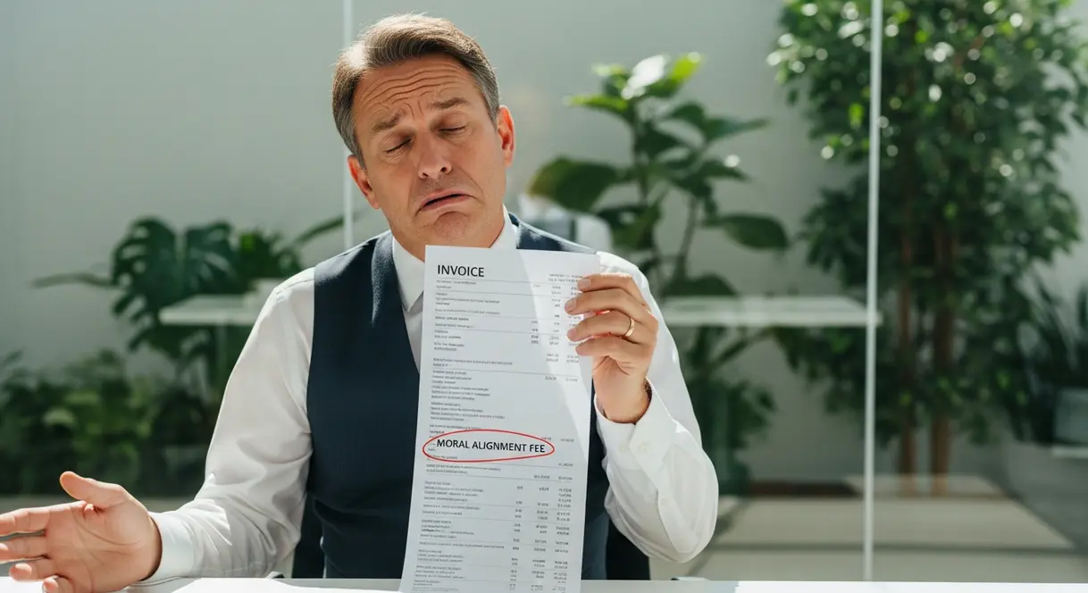 AI satire illustration: Salesforce Replaces Discounts With 'Shared Values' Campaign