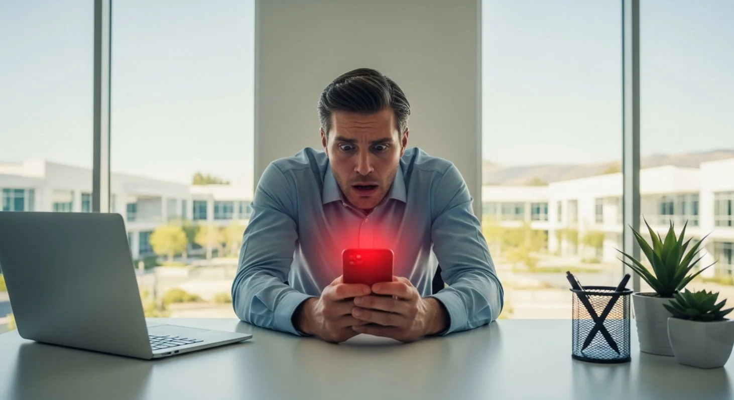 AI satire illustration: Android Feature Lets Boss Mark Every Call As Life Or Death