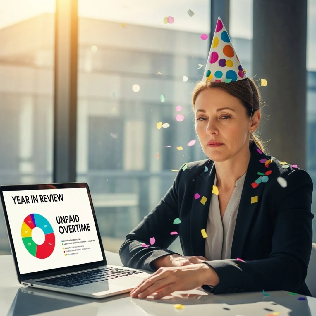 AI satire illustration: TurboTax Launches 'Wrapped' Feature to Celebrate Your Financial Anxiety