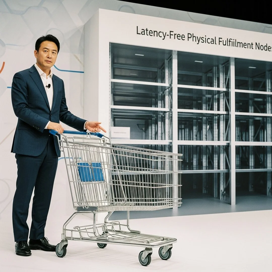 AI satire illustration: Amazon Disrupts Industry With Revolutionary 'Walk-In Website' Experience