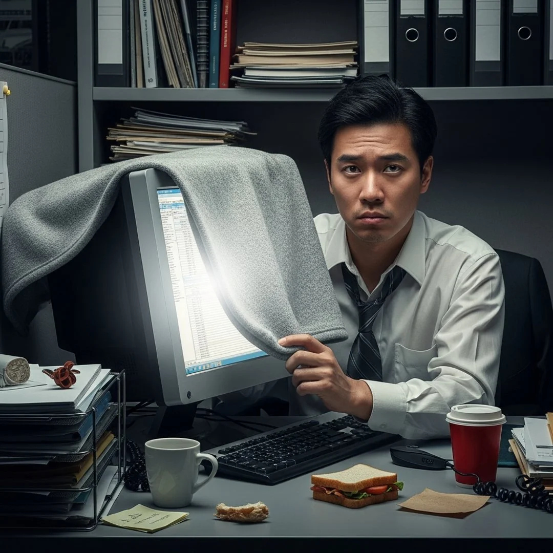 AI satire illustration: Microsoft Launches 'Infinity Update' That Prevents Computers From Ever Turning Off