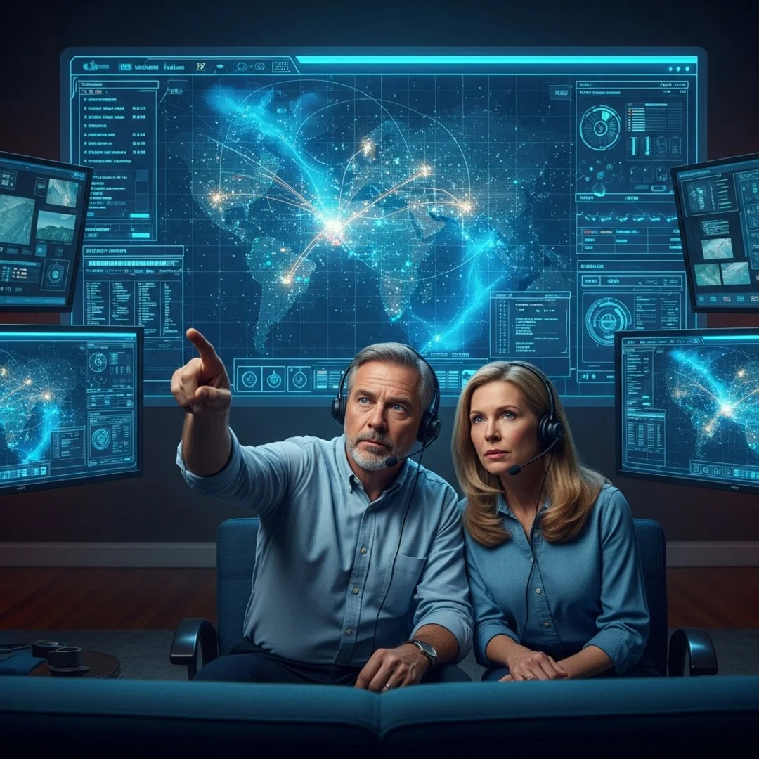 AI satire illustration: Snapchat Update Turns Nervous Parents Into Tactical Command Units